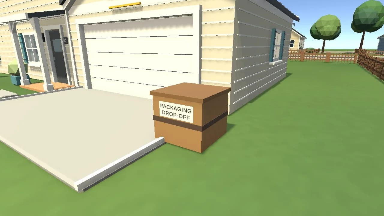 The packaging drop-off box in front of the garage