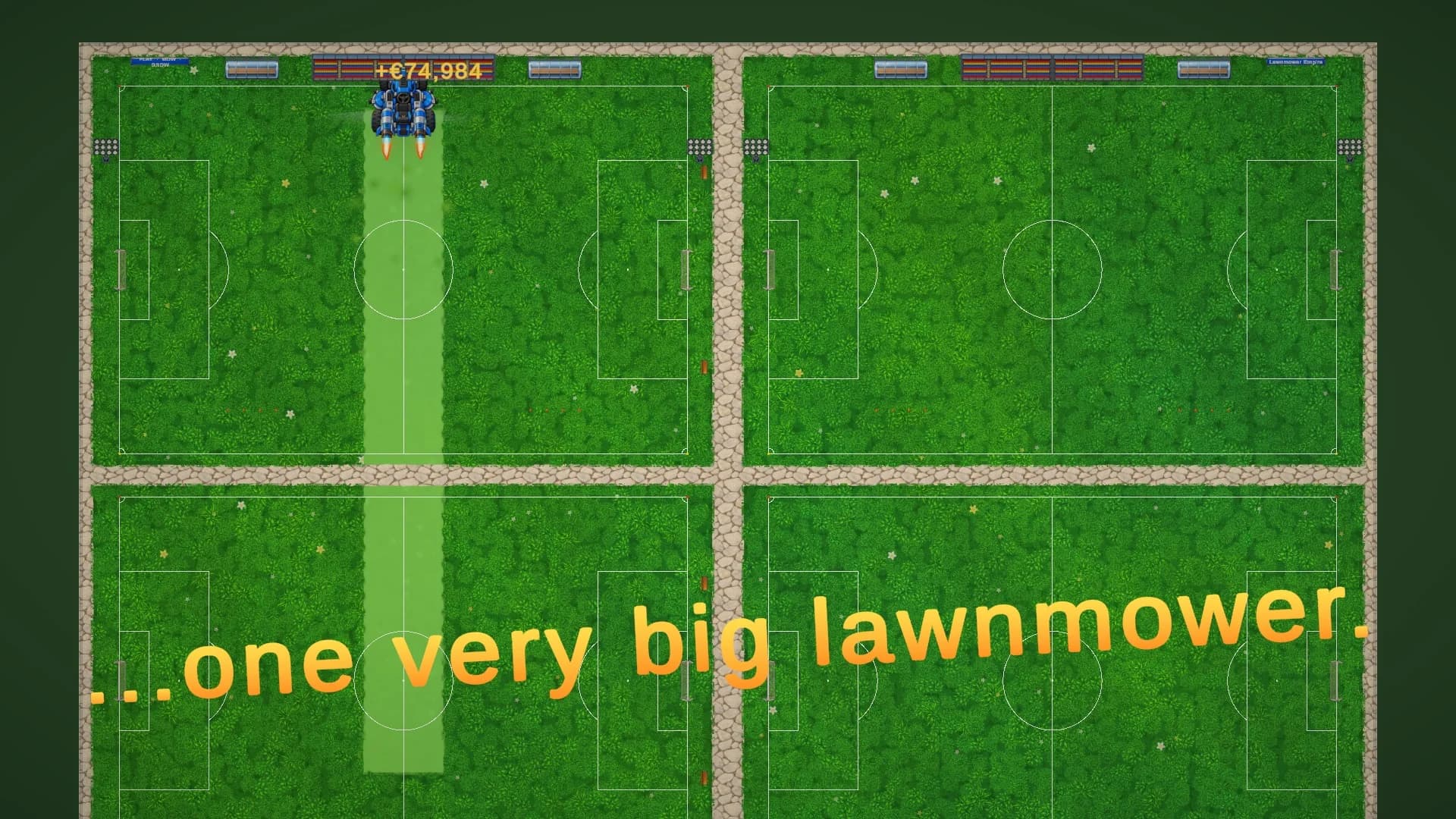MowZilla on the Football Field