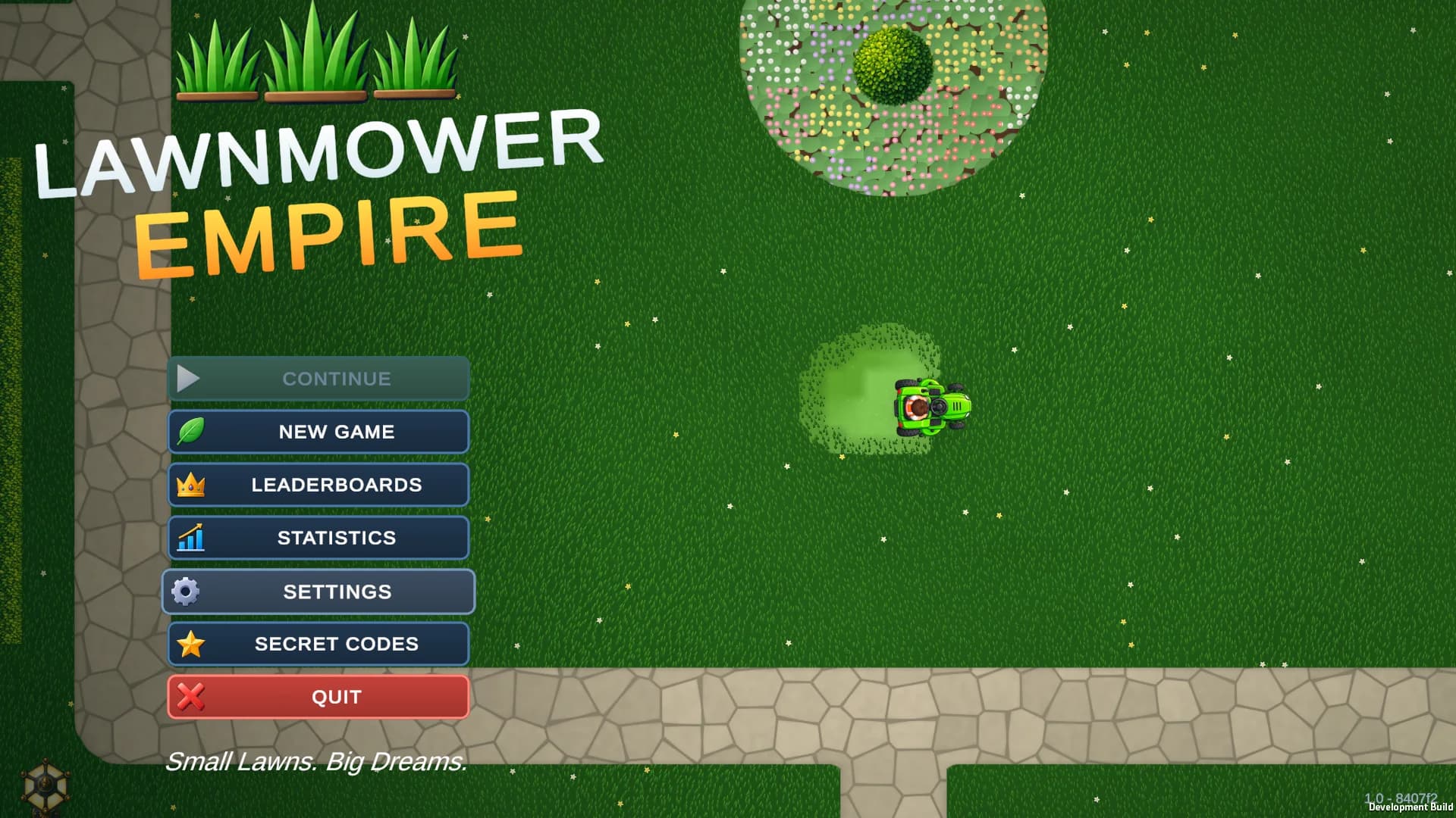 The main menu with the red QUIT button