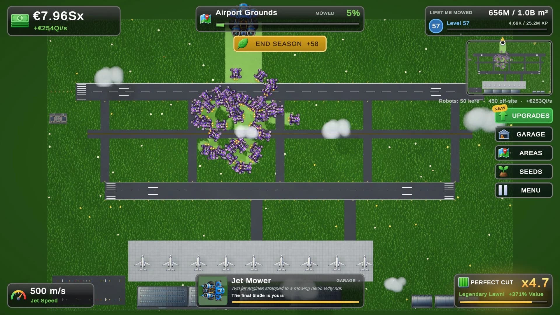 Robots mowing between the runways at the Airport Grounds